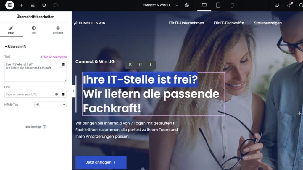 Beispiel einer Landingpage